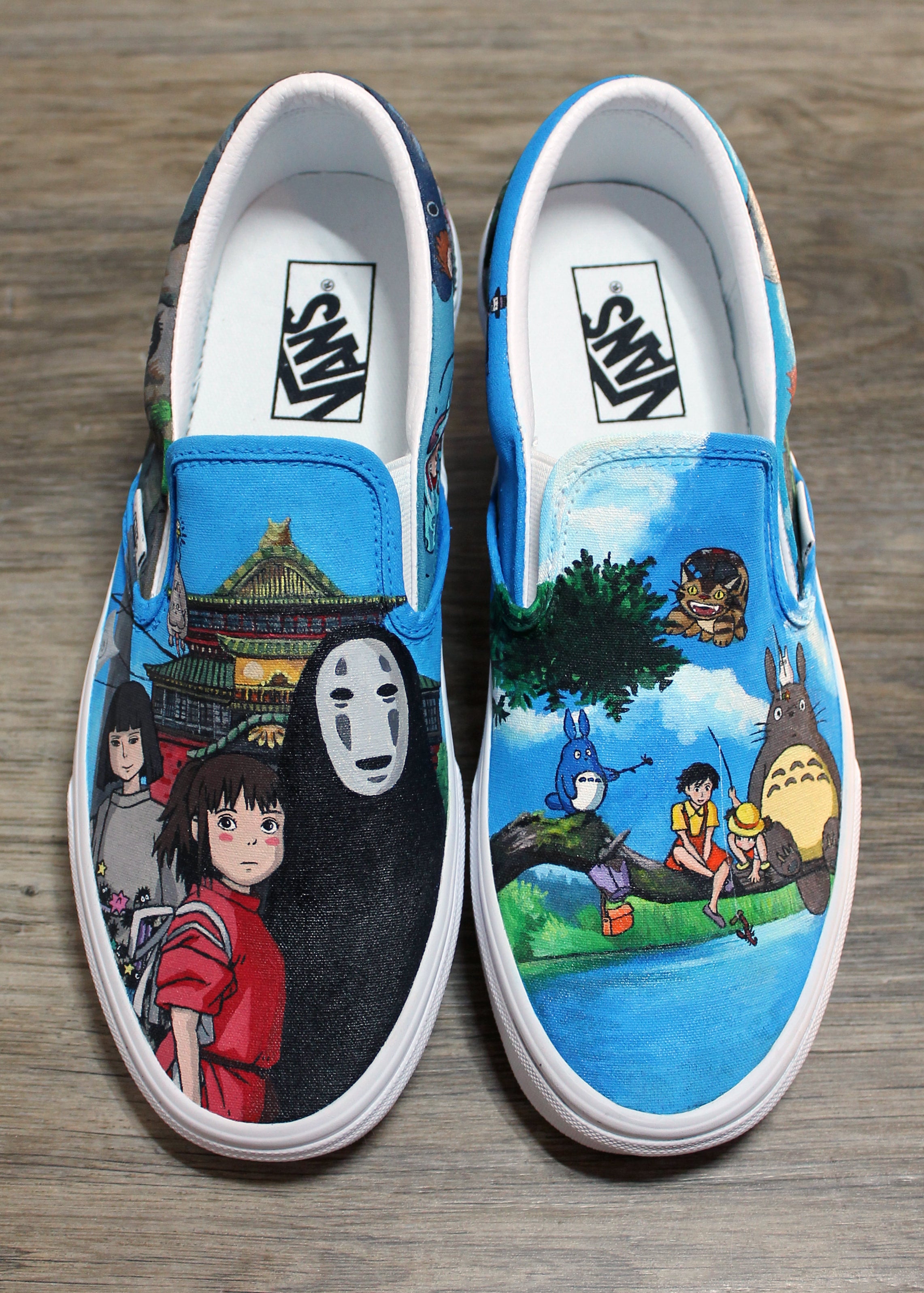 Custom galaxy forest painted Vans online canvas shoes for kids or adults